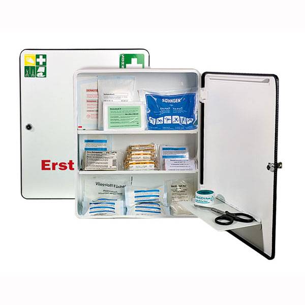 Verbandschrank Bonn, Norm, Stahlbl. weiß lackiert, DIN13157 eintürig,Größe 40,2 x 46,2 x 11,2 cm