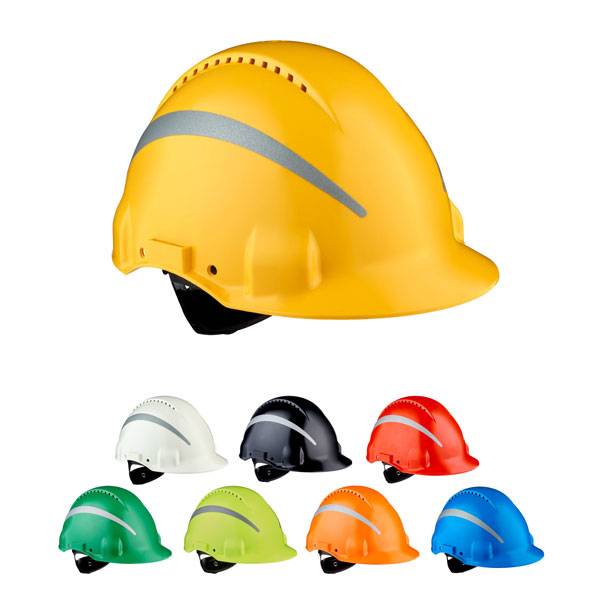 3M™ Schutzhelm G3000 mit UV-Sensor und Reflexstreifen mit Ratschenverschluss Version: 08 - Farbe schwarz