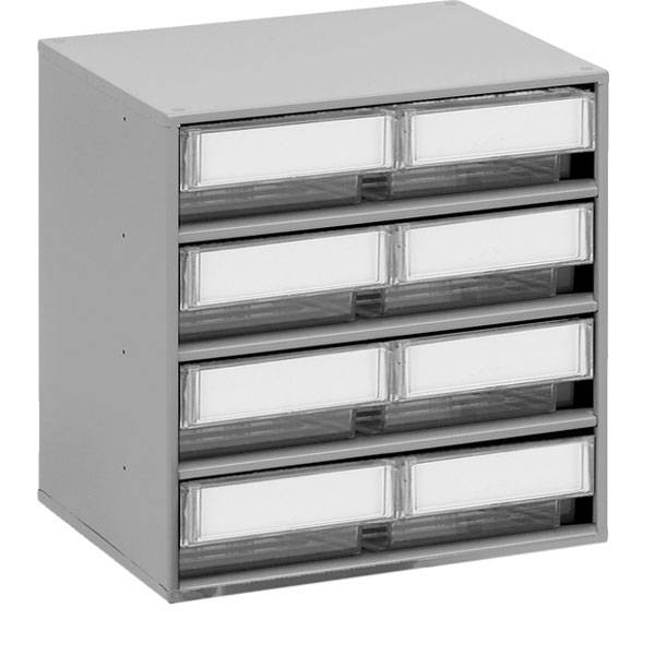 TRESTON Schubladenmagazin, 8 Schubladen (klar) à 18,6 x 8,2 x 30,0 cm, inkl. Etiketten