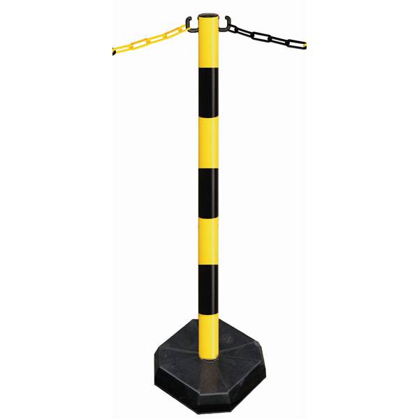 Absperrpfosten mobiler Kunststoffpfosten, Farbe schwarz/gelb, leicht: 0,80 kg