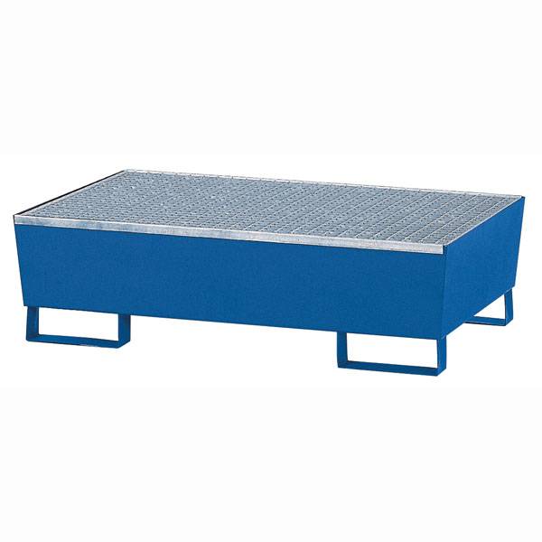 Auffangwanne mit Gitterr., für bis zu 2 Fässern, Bodenfreih.10cm, 850 kg/qm, 200 L, 124x81,5x35,0