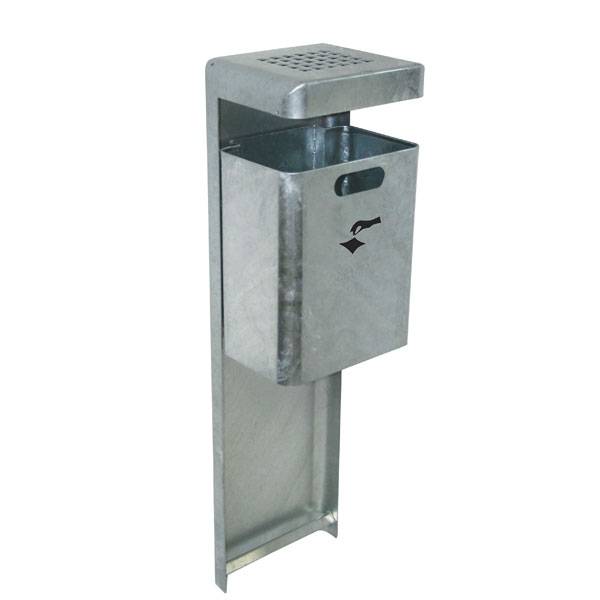 Außen Abfallbehälter "MONDO", Einbetonierung, Lochascher, feuerverzinkt, H 930/1130 x B 320 x T 260 mm