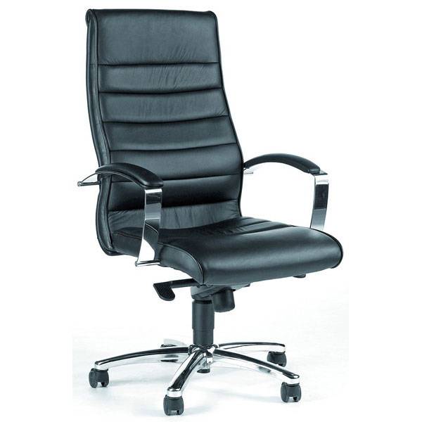 Bürostuhl Chefsessel OFFICE 1005, aus feinem schwarzen Leder, Sitzhöhe 42-51 cm, Sitzbreite 50,0 cm