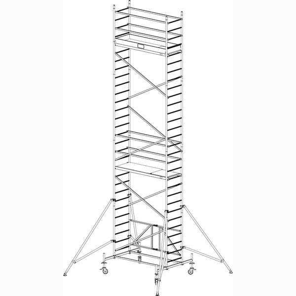 Rollgerüste Faltgerüst (Alu), Arbeitshöhe 8,8 m, Standhöhe 6,8 m,Gerüsthöhe 8 m, Gewicht 174,9 kg