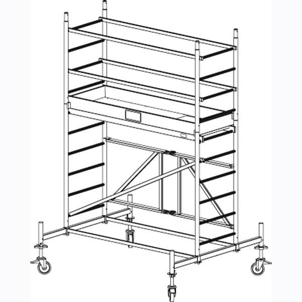 Rollgerüste Faltgerüst FaltGerüst, Arbeitshöhe 3,7 m, Standhöhe 1,7 m, Gerüsthöhe 2,8 m, 49 kg