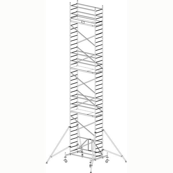 Rollgerüste Faltgerüst (Alu), Arbeitshöhe 10,8 m, Standhöhe 8,8 m,Gerüsthöhe 10 m, Gewicht 200,5 kg