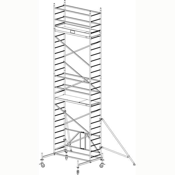 Rollgerüste Faltgerüst (Alu), Arbeitshöhe 7,8 m, Standhöhe 5,8 m,Gerüsthöhe 7 m, Gewicht 156,1 kg