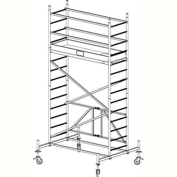 Rollgerüste Faltgerüst (Alu), Arbeitshöhe 4,8 m, Standhöhe 2,8 m,Gerüsthöhe 4 m, 97,9 kg
