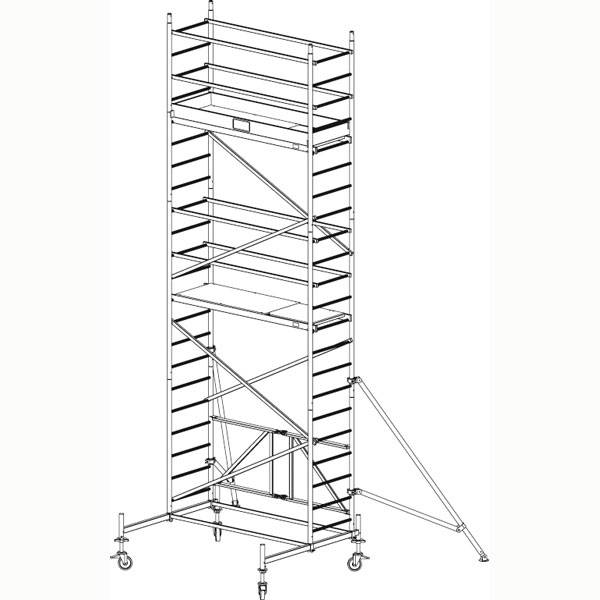 Rollgerüste Faltgerüst (Alu), Arbeitshöhe 6,8 m, Standhöhe 4,8 m,Gerüsthöhe 6 m, Gewicht 146,9 kg