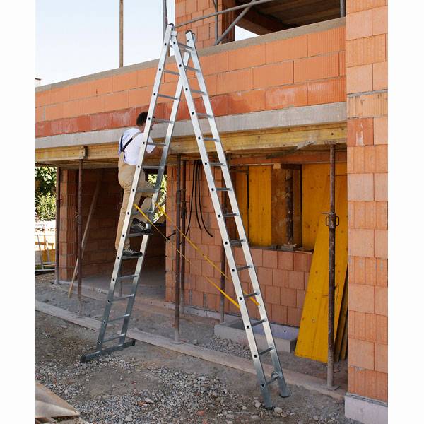 Kombi - Steh- Schiebe- Leiter, 2-teilig, gepol. Sprosse, Kunststoffschuhe, Standhöhe 4,11 m, 11 kg