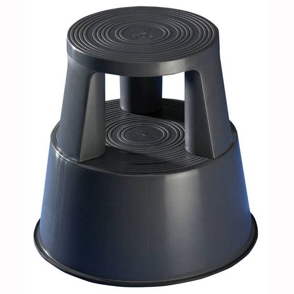 Rollhocker Kunststoff, grau, 3 Rollen, integrierter Gummistandring, Tragkraft: 1