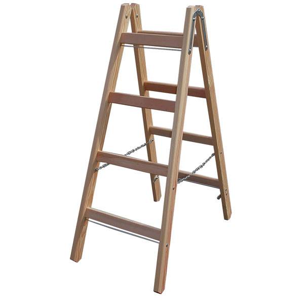 Sprossen-DoppelLeiter, (Holz), Arbeitshöhe 2,52 m,Standhöhe 1,2 m, Leiternlänge 1,21 m, 7 kg