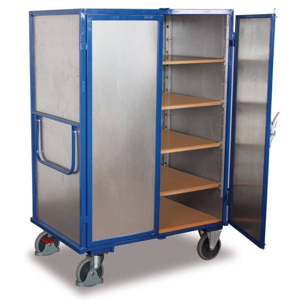 Kastenwagen, Stahlblechwände, 1 Doppelflügeltür, 5 Ladeflächen LxB 1245x785 mm,