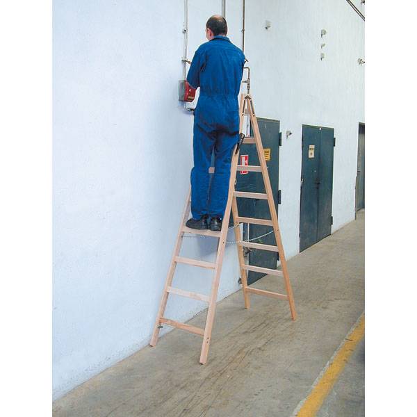 Sprossen-DoppelLeiter, (Holz), Arbeitshöhe 3,57 m,Standhöhe 2,3 m, Leiternlänge 2,35 m, Gew. 13,5kg