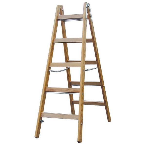 Sprossen-DoppelLeiter, (Holz), Arbeitshöhe 2,78 m,Standhöhe 1,5 m, Leiternlänge 1,56 m,Gew. 8,5 kg