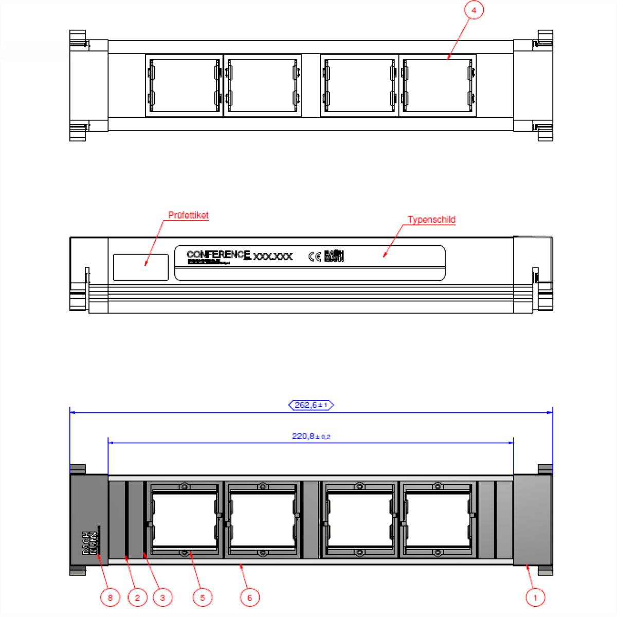 Bachmann 909.000 Steckdosenleiste Aluminium, Schwarz 1St.