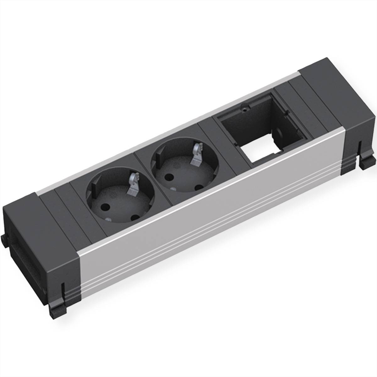 Bachmann 916.000 Steckdosenleiste ohne Schalter Aluminium, Schwarz Schutzkontakt