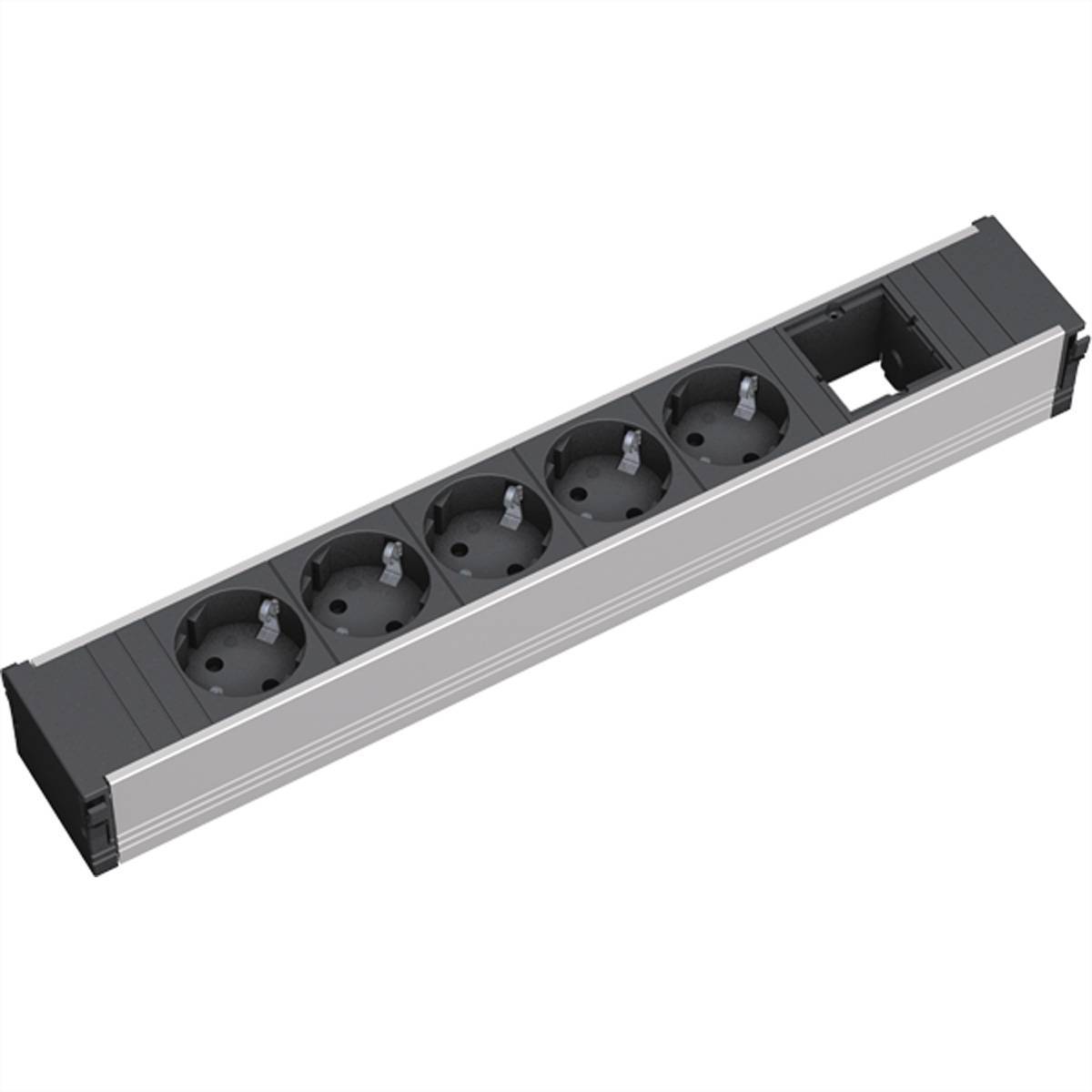 Bachmann 912.008 Steckdosenleiste ohne Schalter Aluminium, Schwarz Schutzkontakt