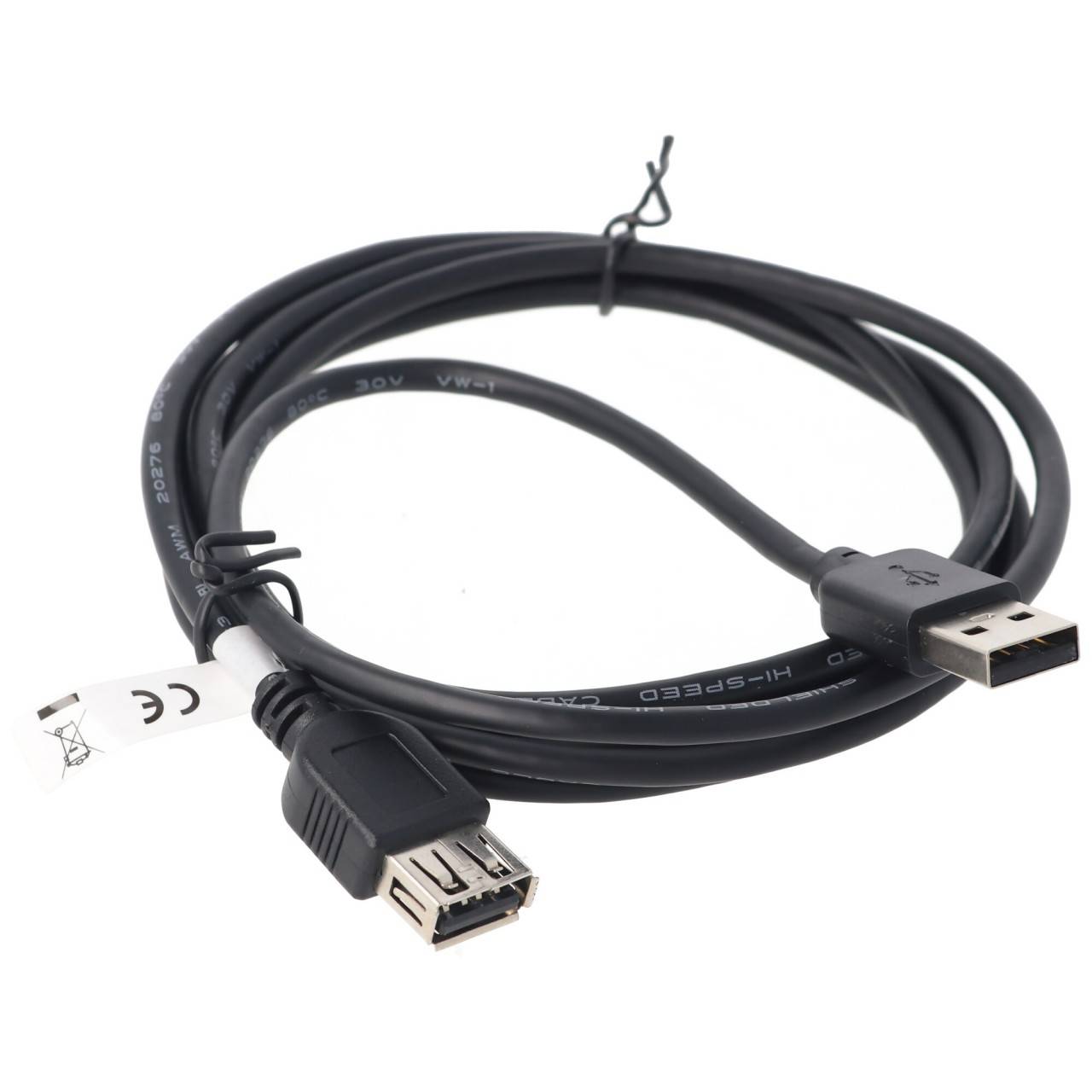 Goobay 93599 USB A 2.0 Highspeed Verlängerungskabel / Handyladekabel 480 Mbits / USB Kabel verlängern / Schwarz / 1,8m