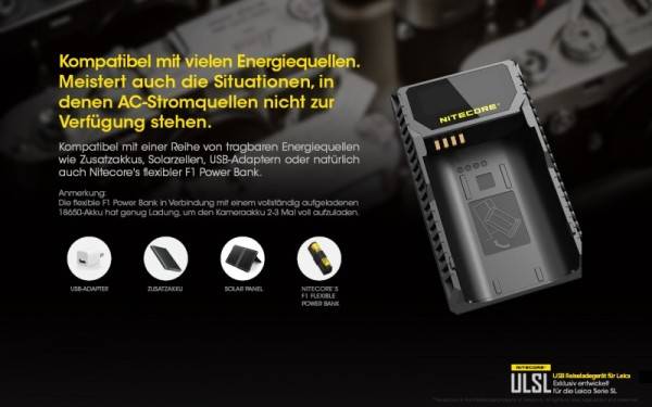 Nitecore ULSL USB-Ladegerät für Leica Cameras