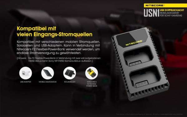 Nitecore USN1 USB-Ladegerät für Sony Cameras