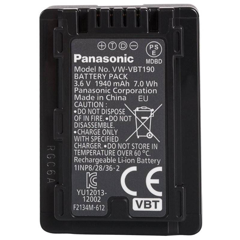 Kamera-Akku Panasonic VW-VBT190E-K 3.6 V 1940 mAh VW-VBT190E-K