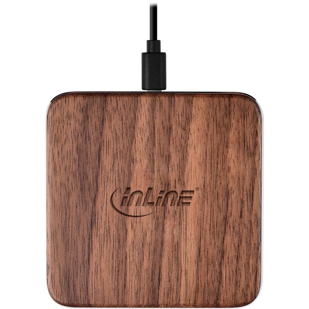 InLine® Qi woodcharge, wireless fast charger, Smartphone kabellos laden, 5/7,5/10W