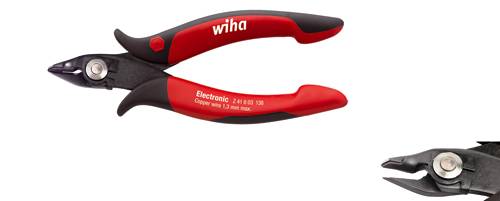 'Wiha' Elektronik-Seitenschneider in Rot und Schwarz, robustes Design, geeignet für feine Schneidarbeiten an Elektronikbauteilen.