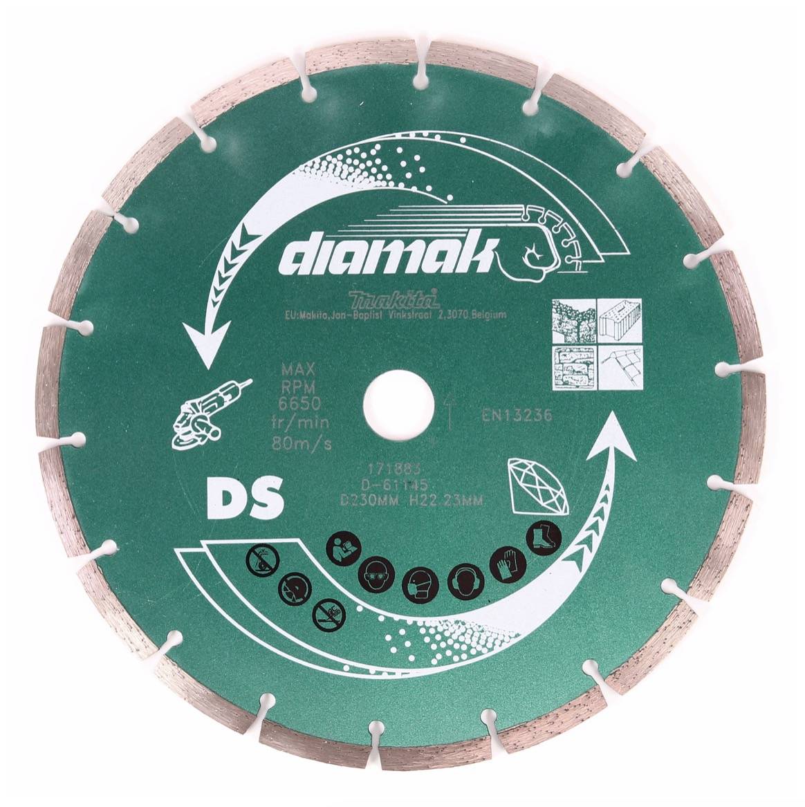 Makita Diamak 230 mm 1 Stk. ( D-61145 ) Diamant Trennscheibe für Stein, Beton Aufnahme 22,23 mm