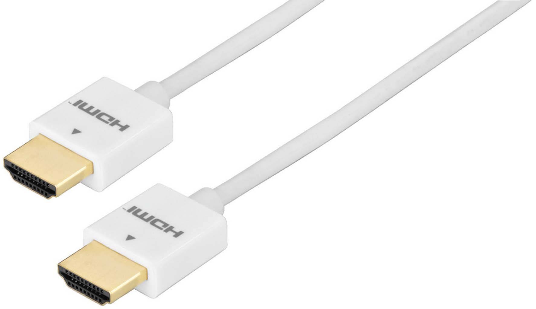 goobay Super slim High Speed HDMI+ mit Ethernet HDMI+ A-Stecker auf HDMI+ A-Stecker weiß 0,5 m