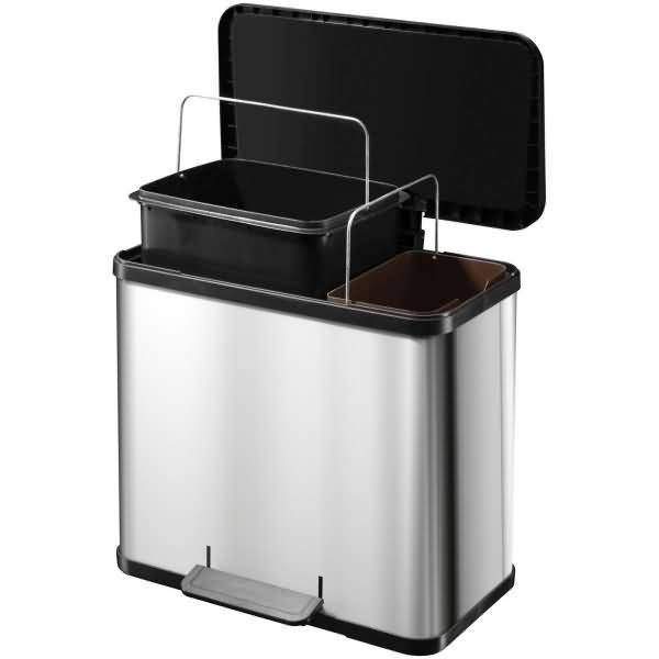 Hailo öko duo plus L 0630-230 Mülleimer 26 l Stahlblech (L x B x H) 34 cm x 470 mm x 430 mm Weiß Fuß-Tretmechanik 1 St.