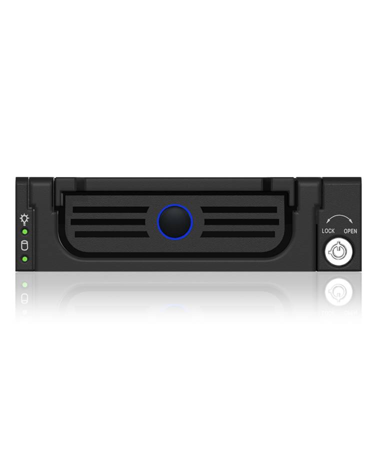 IB-138SK-B-II; ICY BOX Wechselrahmen für 3,5" SATA I/II/III & SAS HDD, blue circle Light, black color