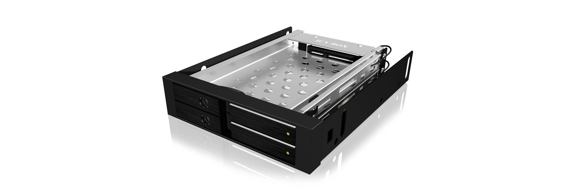 IB-2227StS, 2bay 2.5" SATA Mobile Rack, 2x 2,5" SATA HDD to 2 SATA Host, black, optional 3cm blower