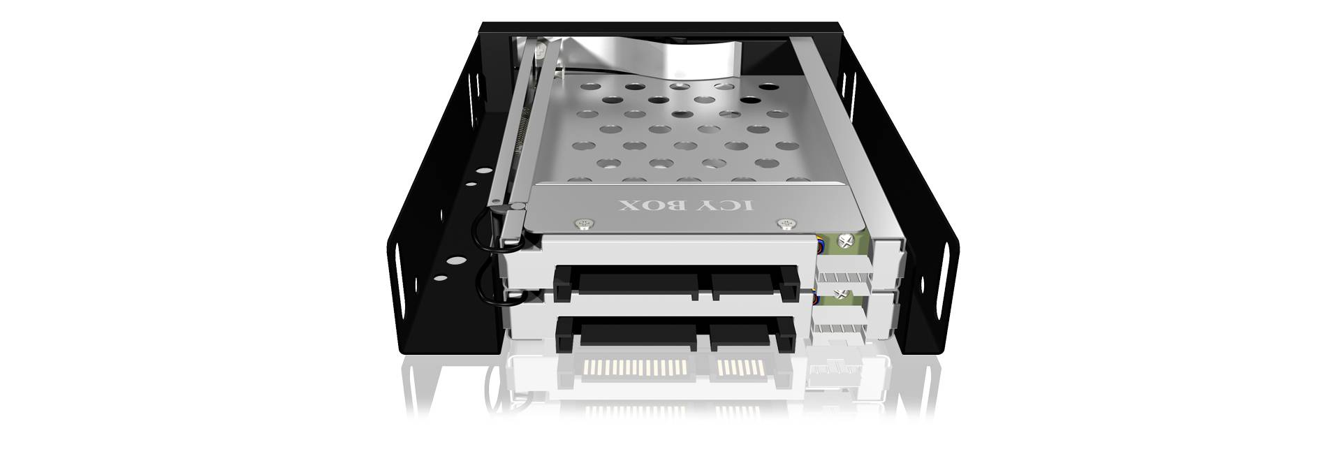 IB-2227StS, 2bay 2.5" SATA Mobile Rack, 2x 2,5" SATA HDD to 2 SATA Host, black, optional 3cm blower
