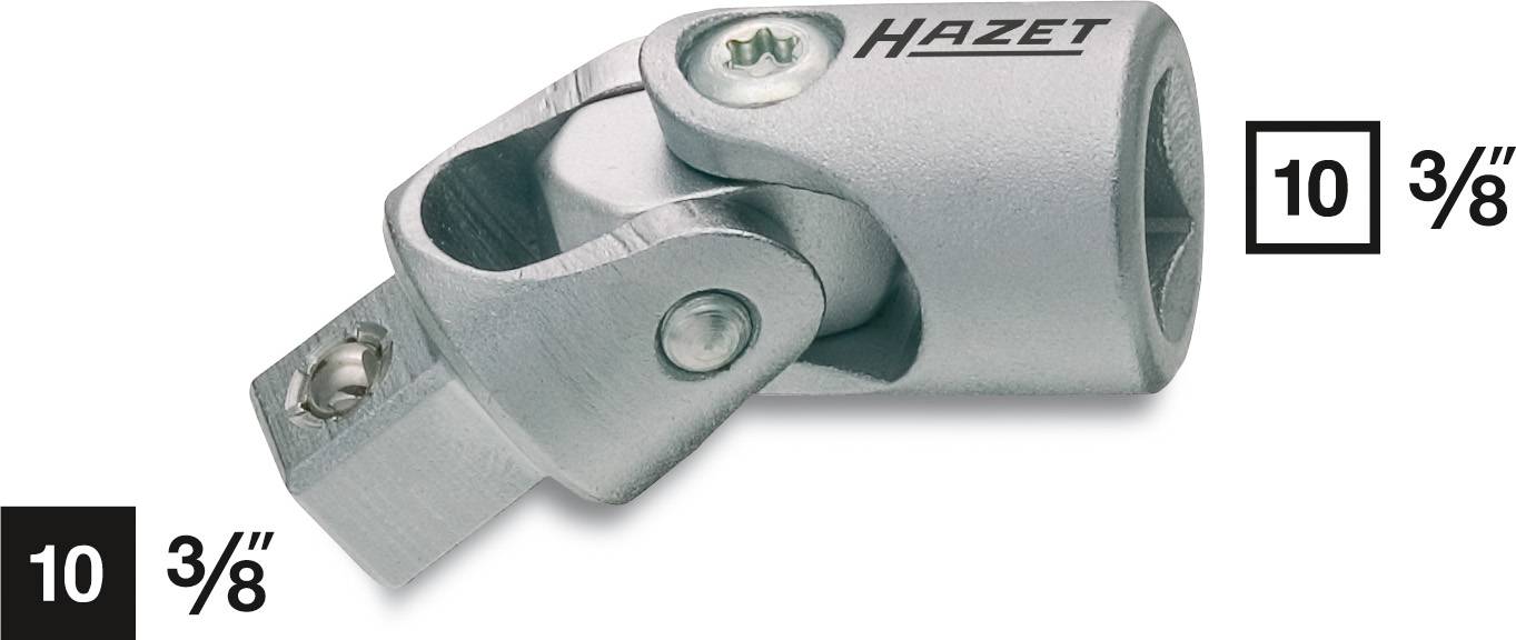 Steckschlüssel-Gelenk, Marke Hazet, Größe 10, 3/8 Zoll. Es ist aus Metall und verfügt über ein Gelenk zur Flexibilität beim Arbeiten.