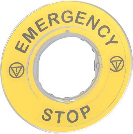 Schneider Electric Harmony XB Beschriftungsplatte für Pilzkopf-Not-Aus-Drucktaste Emergency Stop