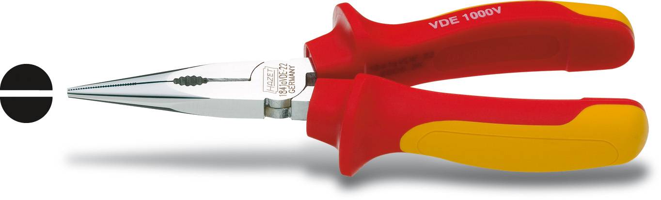 Hazet 1841AVDE-22 VDE Flachrundzange Gerade Chrom-Vanadium Stahl 160 mm
