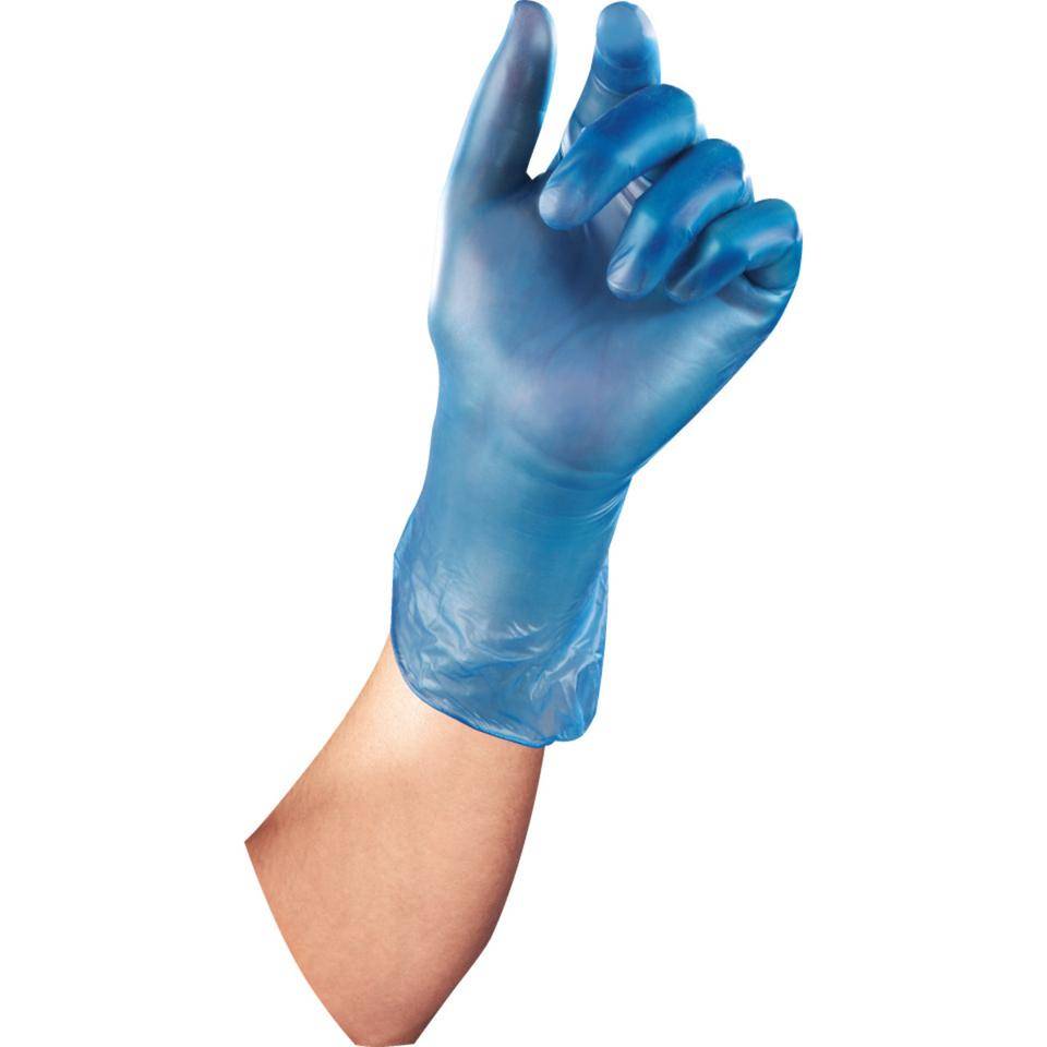 Work Einmalhandschuh SensaNyl® blue P, Kat.I, blau, gepudert, Vinyl, Größe 10, 100/VE