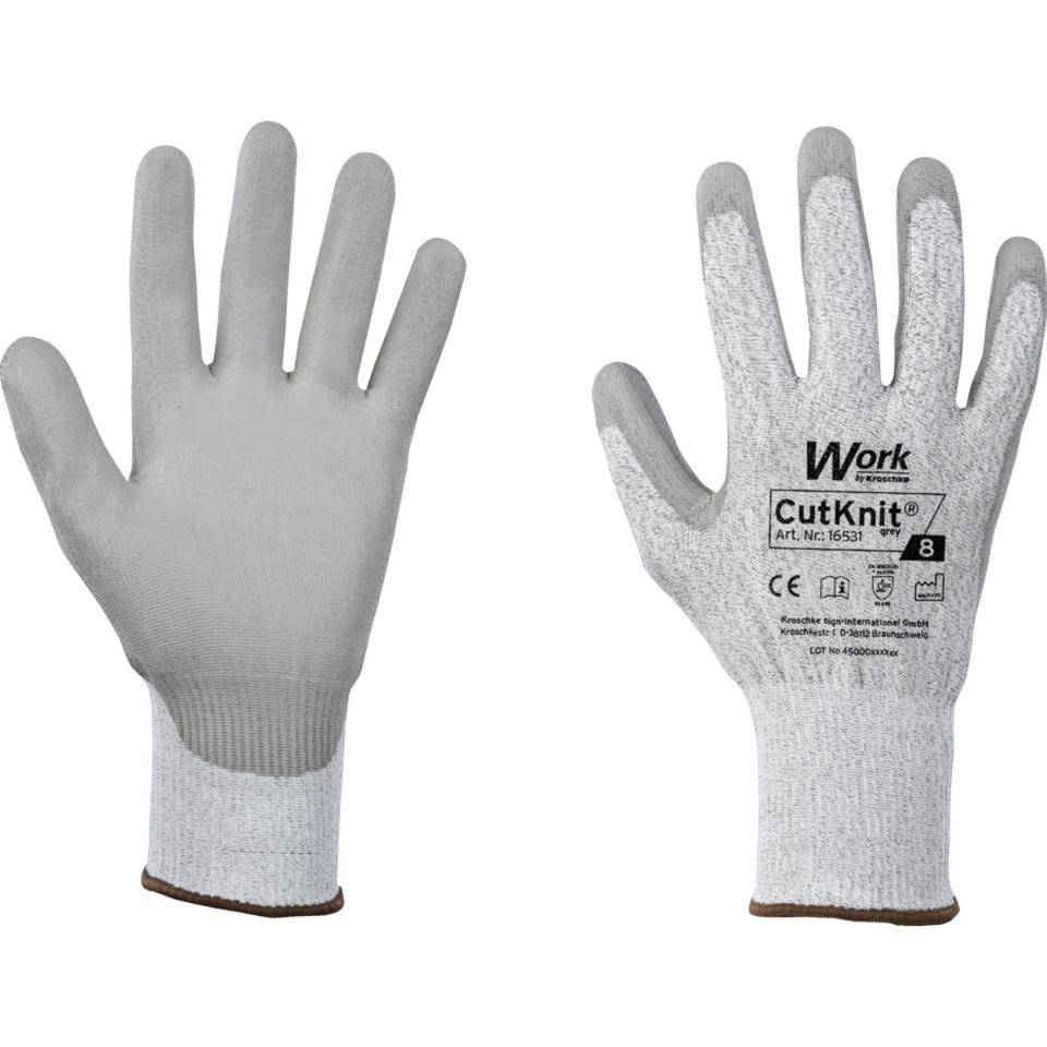 Work Schnittschutz-Handschuh CutKnit® grey, HPPE, PU-beschichtet, Größe 10, EN 388, Kat. II