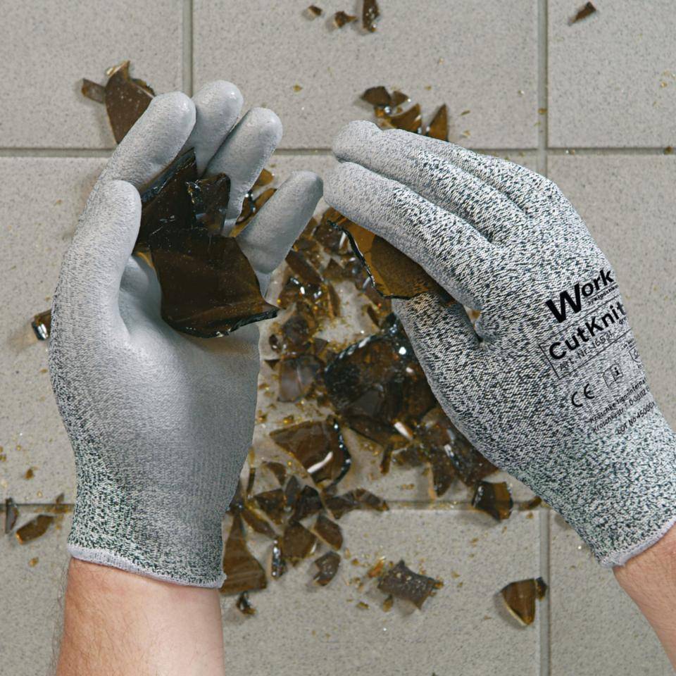 Work Schnittschutz-Handschuh CutKnit® grey, HPPE, PU-beschichtet, Größe 10, EN 388, Kat. II