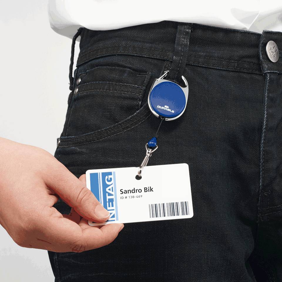 DURABLE Aufrollmechanismus Jojo Style, für Namensschilder, blau, 800mm, 5/VE