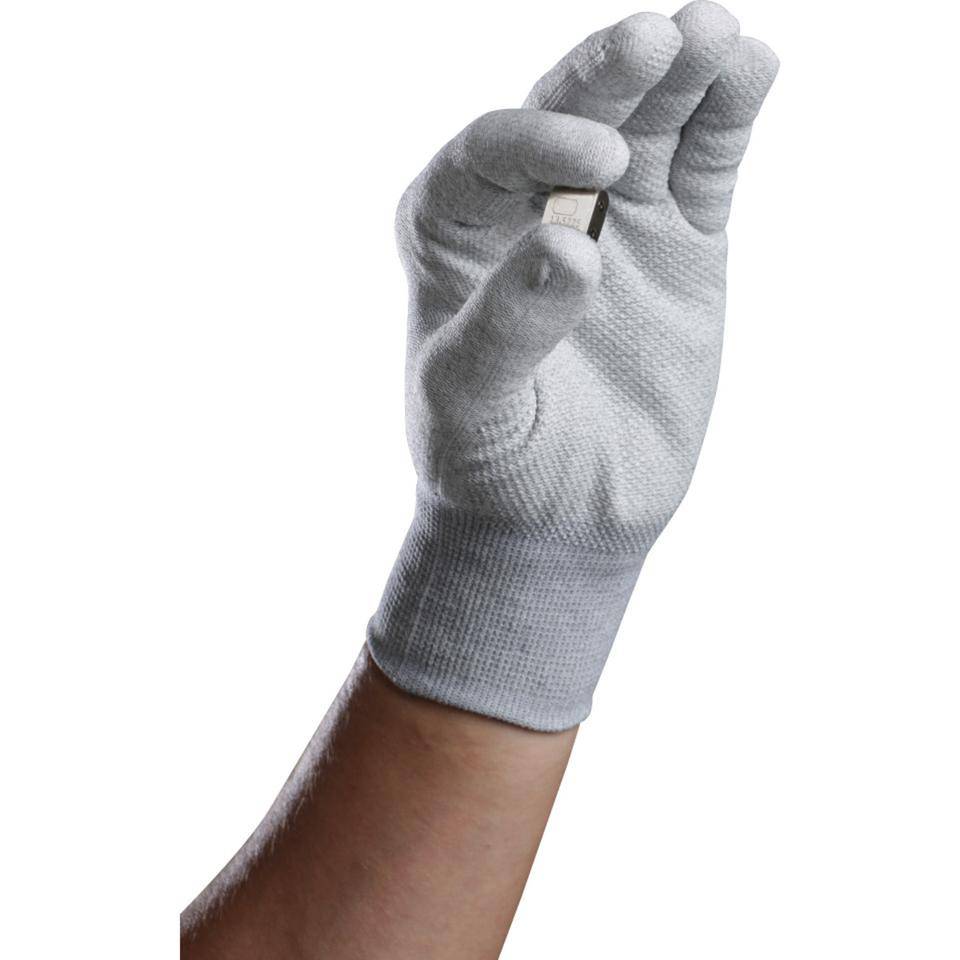 Work Schutzhandschuh SecuLight® ESD/DOT, grau, Nylon-Carbon, Noppen, Größe 9, EN 388, Kat. II