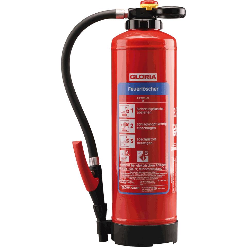 GLORIA Wasser-Feuerlöscher WH 9 PRO, Wandhalterung, Inhalt 9l, Gewicht 15,5kg