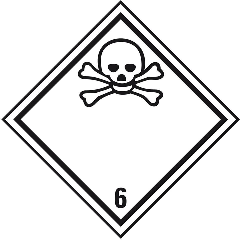 Gefahrgutzettel (Placards) Kl. 6.1 Giftig, Aluminium, 250x250mm,IMDG-Code, ADR, IATA
