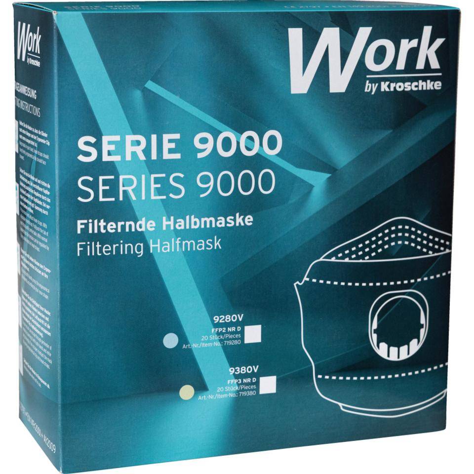 Work Serie 9000 filtrierende Halb-/Feinstaubfaltmaske 9280V, FFP2NRD, EN149, 20/VE