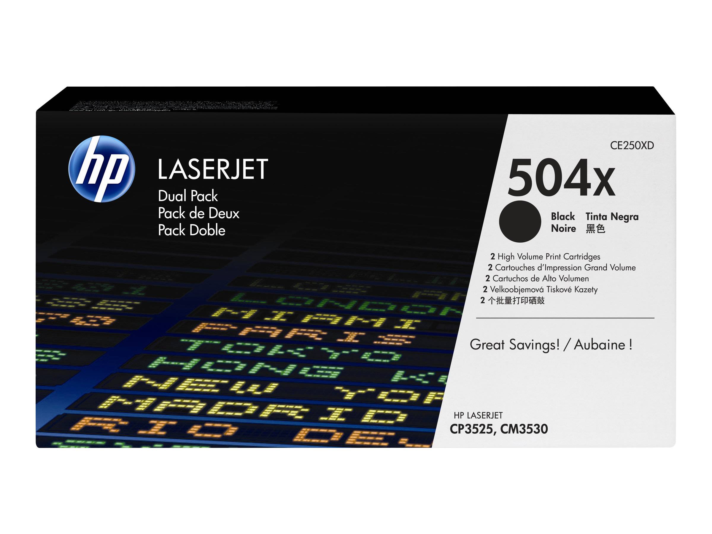 HP 504X - 2er-Pack - Hohe Ergiebigkeit - Schwarz - original - LaserJet - Tonerpatrone (CE250XD)