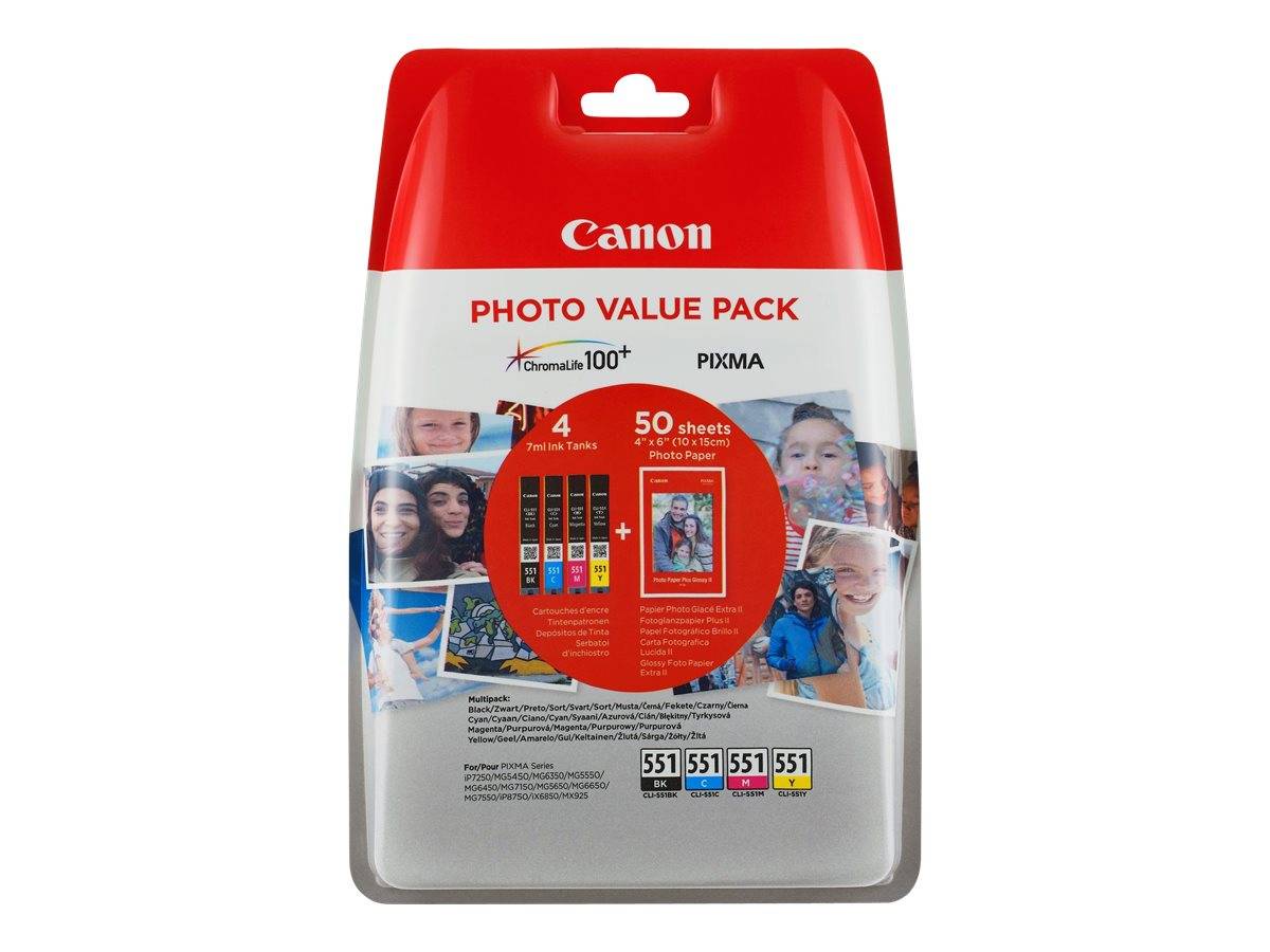 Canon CLI-551 C/M/Y/BK Photo Value Pack - 4er-Pack - 7 ml - Schwarz - Gelb - Cya