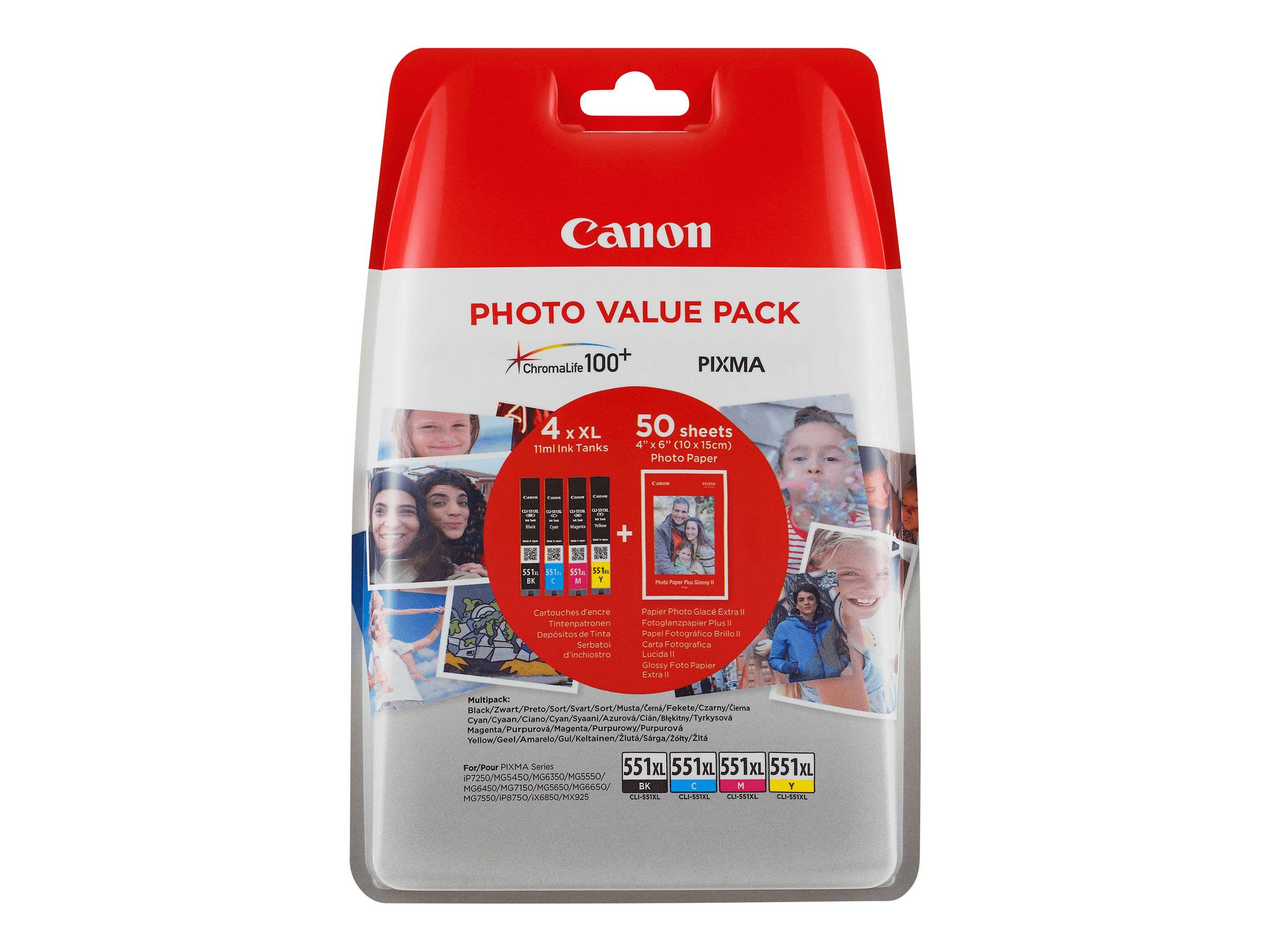 Canon CLI-551XL C/M/Y/BK Photo Value Pack - 4er-Pack - 11 ml - Schwarz - Gelb -