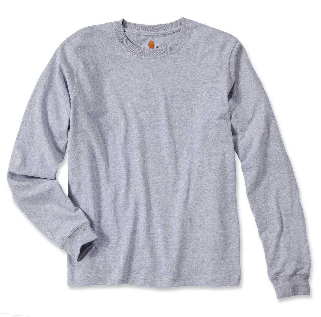 Carhartt EK231 Longsleeve Logo langarm Shirt 100% Baumwolle - Farbe: Heather Grey - Größe: S