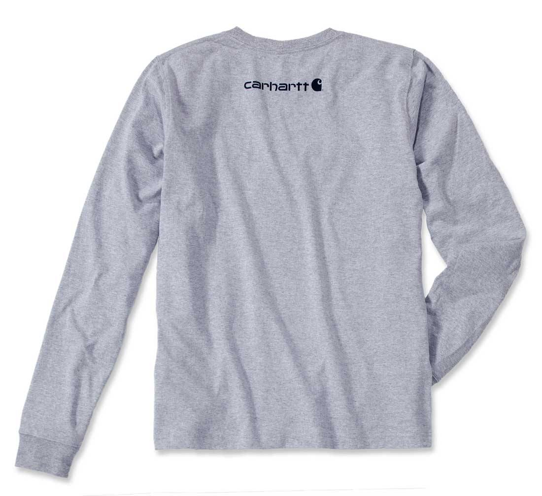 Carhartt EK231 Longsleeve Logo langarm Shirt 100% Baumwolle - Farbe: Heather Grey - Größe: XL